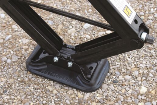 A picture of a pair scissor jacks fitted into a Stromberg Carlson Scissor Jack Shoe