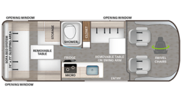 A picture of the floorplan of the 2023 Twist 2JB Type B motorhome