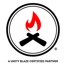A picture of Black Folks Camp Too's Unity Blaze Certified Partner logo.