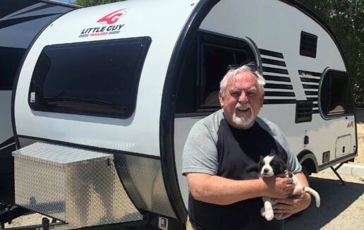 A picture of a Little Guy Trailer and Emmy Award Winning Actor John Ratzenberger