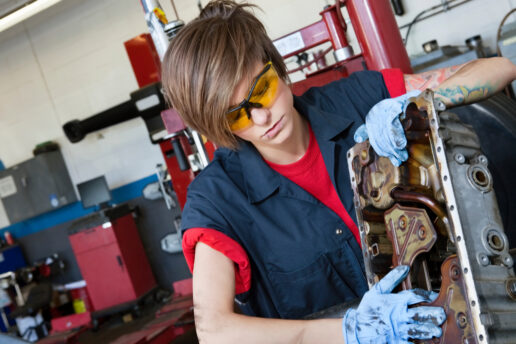 A picture of a female mechanic