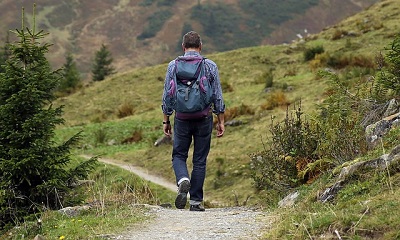 A picture of a man hiking