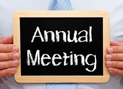 A picture of an Annual Meeting Sign