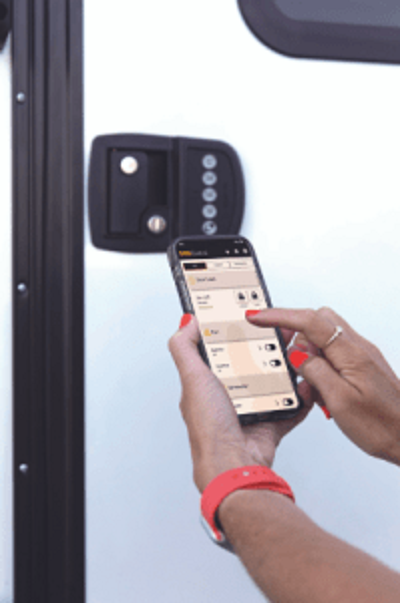 A picture of Lippert's bluetooth-enabled RV lock