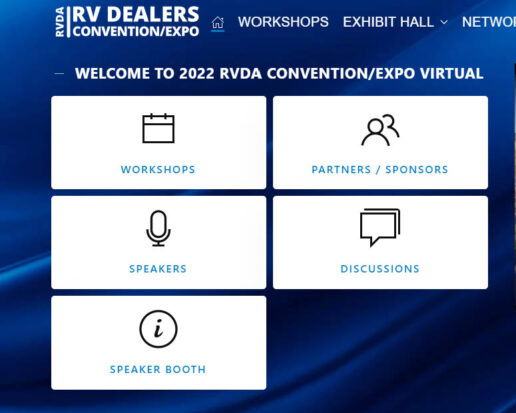 A picture of the RVDA Convention/Expo 2022 online content portal