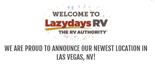 A picture of the Lazydays website pop-up announcing their La Vegas 2023 Acquisition