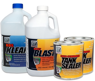A picture of the KBS Tank Sealer Kit showing four RV tank sealing products