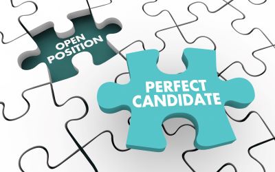 A picture of a puzzle piece with the words "perfect candidate" on it and a puzzle space with the words "open position" in it