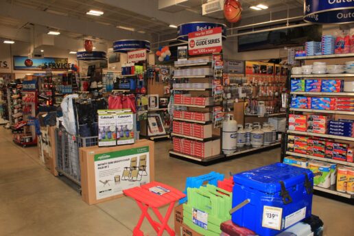 A picture of the interior of a Camping World retail store in Illinois