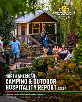 A picture of the KOA 2023 North American Camping and Outdoor Hospitality Report cover