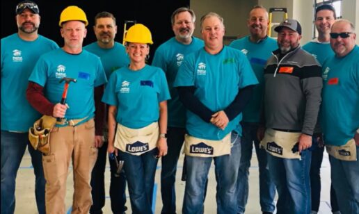 A picture of the Patrick Industries Team during the the 2023 Habitat Raise the Roof Event