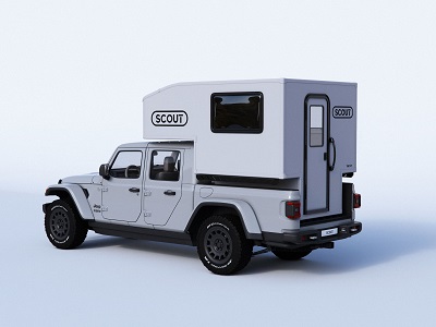 A picture of the Tuktut truck camper set in a white truck
