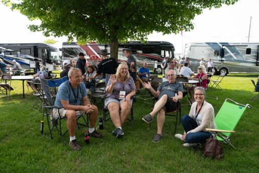 A picture of several consumers attending the Jayco Entegra Coach Homecoming