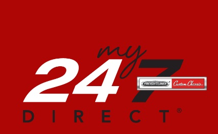 A picture of the logo for the 24/7 Direct Freightliner Custom Chassis App