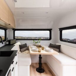 A picture of the Coast interior electric RV travel trailer.