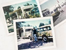 A group of three historical pictures of Veurink's RV Center RVers buying Holiday Rambler motorhomes.
