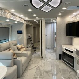 A picture of the interior of the 2024 Holiday Rambler Armada 40P motorhome.