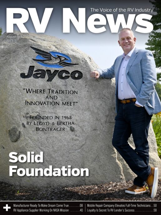 The August 2023 cover of the digital edition of RV News magazine