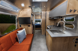 A picture of the interior of the Airstream 2024 Trade Wind travel trailer.
