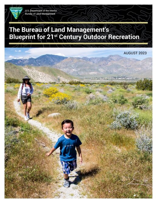 A picture of the cover of the Bureau of Land Management's Blueprint for 21st Century Outdoor Recreation.