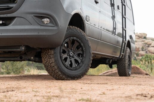 A picture of an Outside Van equipped with its new Apex off-road wheel.
