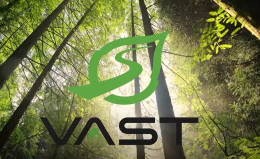 A screenshot of the SylvanSport Vast logo at the beginning of a video teasing the adventure trailer's public debut.