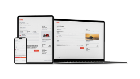 A picture of the Finio F&I credit application platform on a phone, tablet and computer screen.
