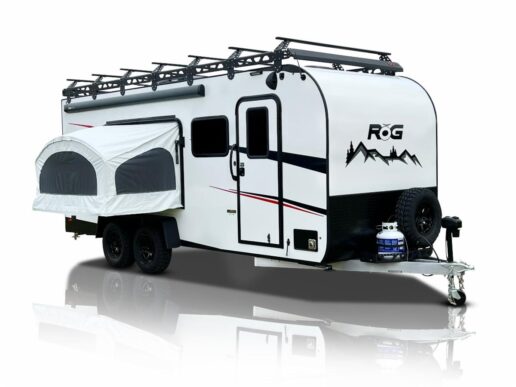 A picture of the exterior of the 2024 Encore RV ROG 20TH2 toy hauler.