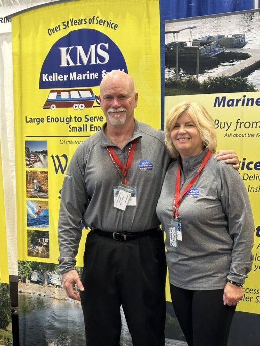 A picture of (L to R) Mike Keller and Lori Morrow at the start of the 2023 distributor show.