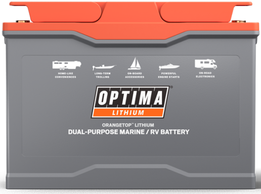 A picture of the new Optima Battery dual purpose lithium battery.