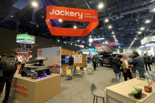 A picture of the Jackery booth at the Consumer Electronics Show in Las Vegas.