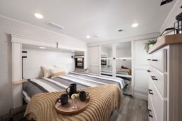 A picture of the Jayco Eagle 2024 master bedroom.