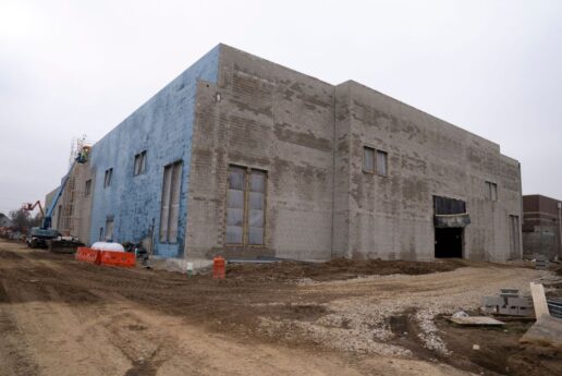 A picture of the Jayco Arena under construction in Middlebury, Indiana.