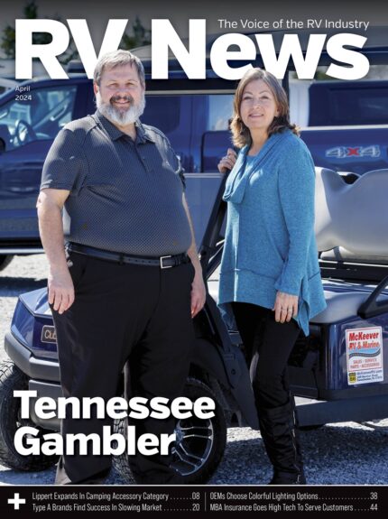 The April 2024 cover of the digital edition of RV News magazine