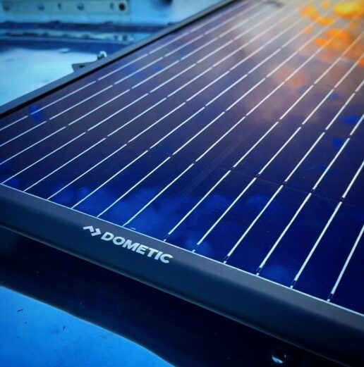 A photo of a Dometic Obsidian Series 9 solar panel.