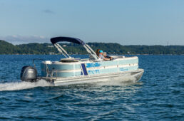 A photo of a pontoon boat in the Chill Series from Forest River Marine and Margaritaville.