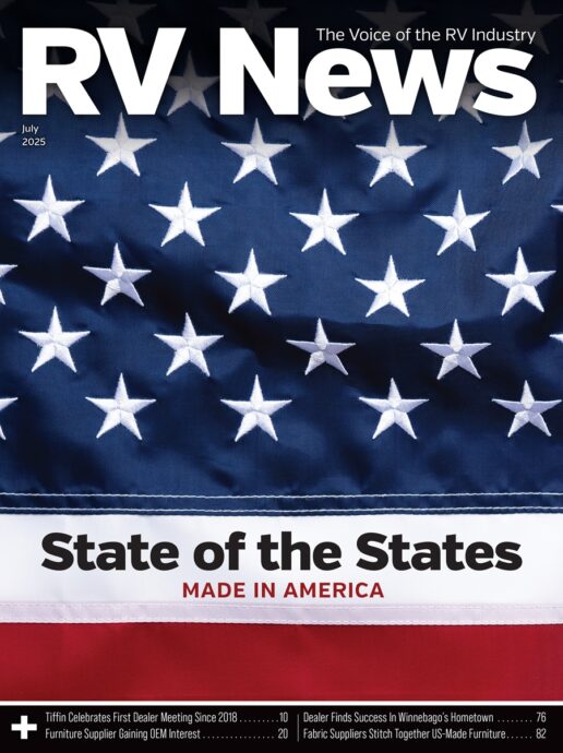 The July 2025 cover of the digital edition of RV News magazine
