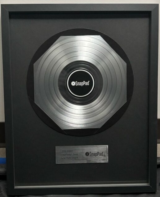 A photo of the Platinum "album" recognizing one million SnapPads made.