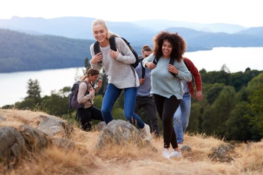 A photo of people hiking in the great outdoors.