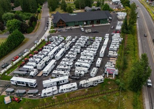 An aerial photo of McCord's Vancouver RV's new home in Battleground, Washington.