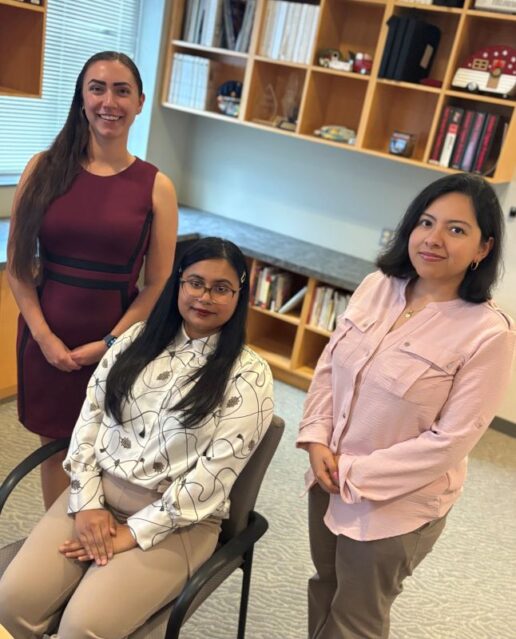 A photo of RVDA personnel Tiana Escalante, Yasmine Motaleb and Samantha Pinto.