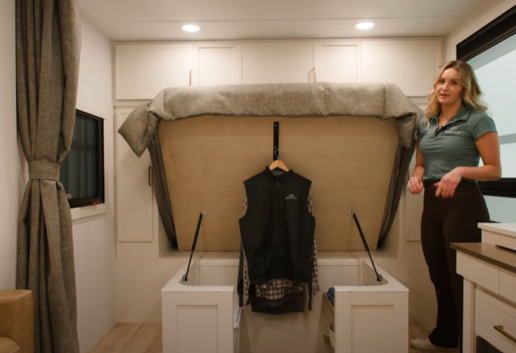 A photo of the under bed storage in the Brinkley Model I 235.