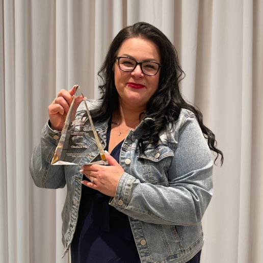 A photo of Chelsea May, who won the George Goodrick Emerging Leader Award from RVDA of Canada.