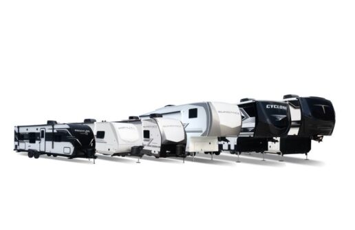 A photo featuring Heartland RVs lineup of travel trailers and fifth wheels for 2026.