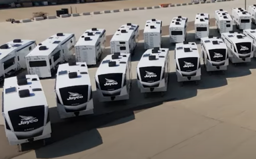 A screenshot from a tour of the Jayco Towables factory in Middlebury, Indiana.