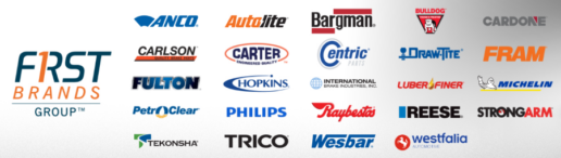 A graphic showing all the logos of all the companies of the First Brands Group.