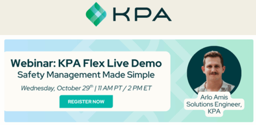 A promotional flyer for the KPA Flex work safety webinar.