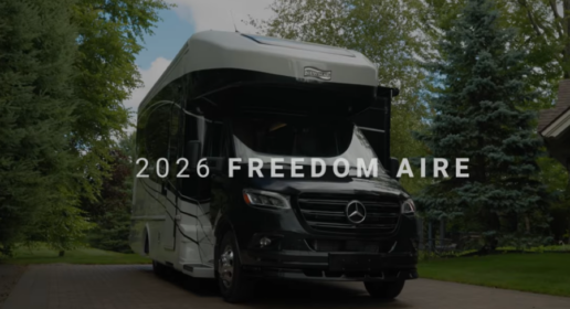 An exterior photo of the Newmar Freedom Aire motorhome.