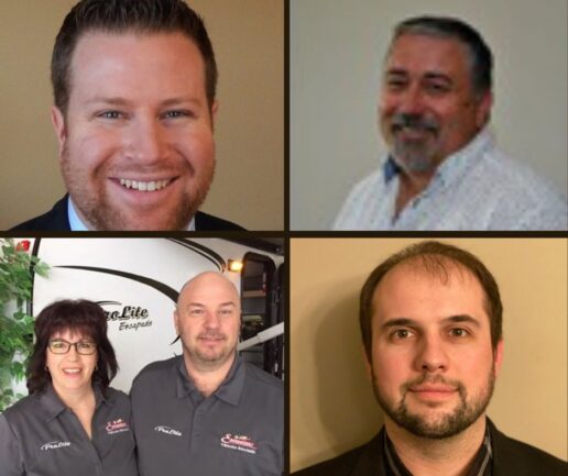 A combined photo of Jonathon Stone, Richard Teche, Mylaine and Marco Boudreault, and Travis Bromley.