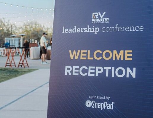 A photo of a welcome sign at the 2025 RVIA Leadership Conference.